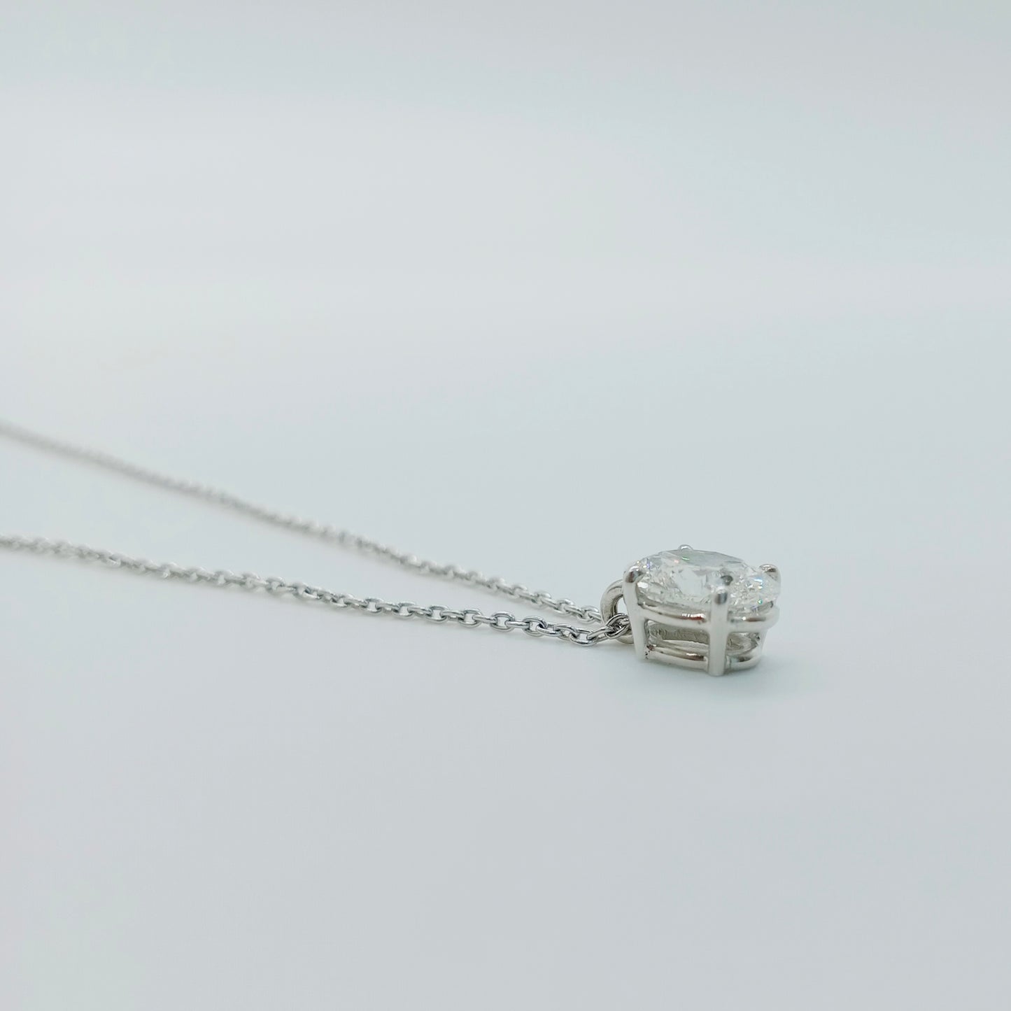 Single Oval Shape Diamond Necklace