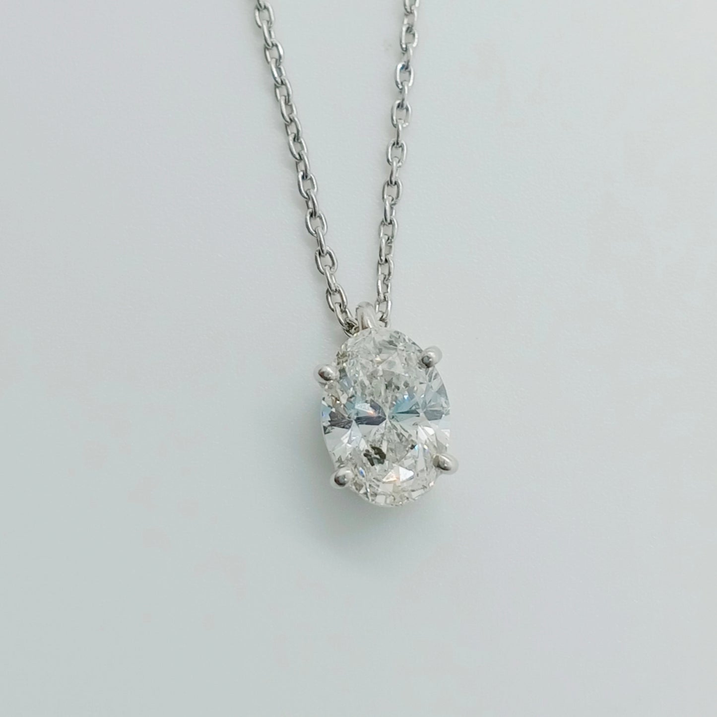 Single Oval Shape Diamond Necklace