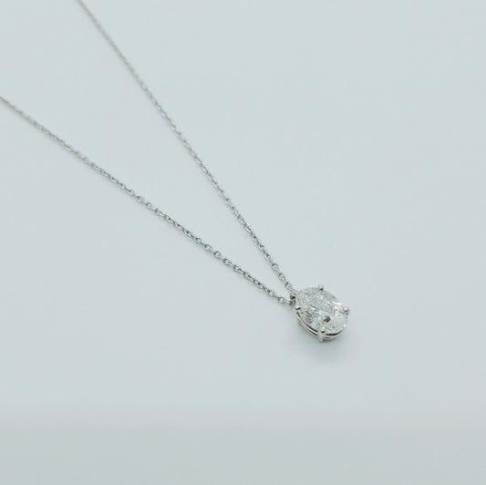 Single Oval Shape Diamond Necklace