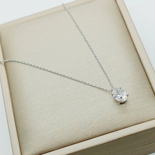 Single Oval Shape Diamond Necklace