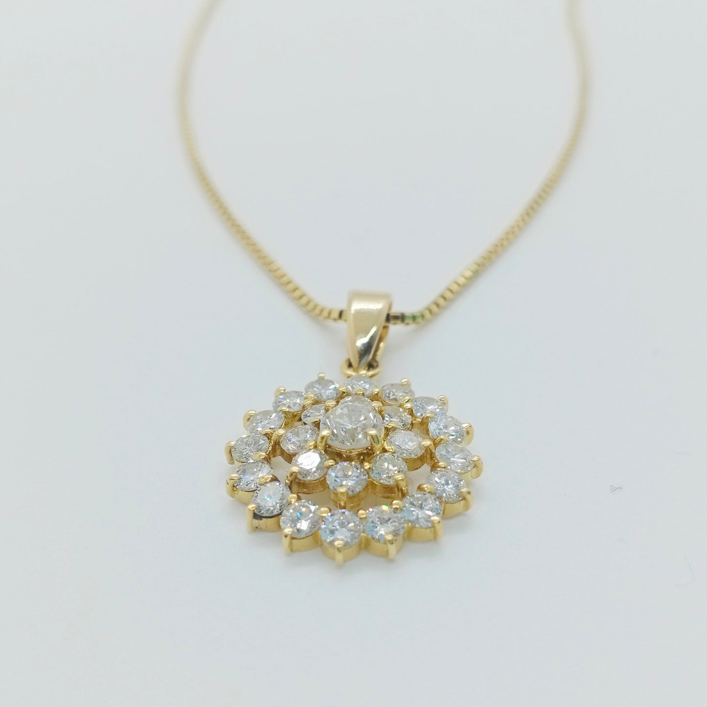 Diamond Circle Flower Necklace