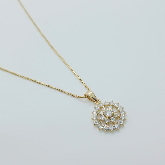 Diamond Circle Flower Necklace