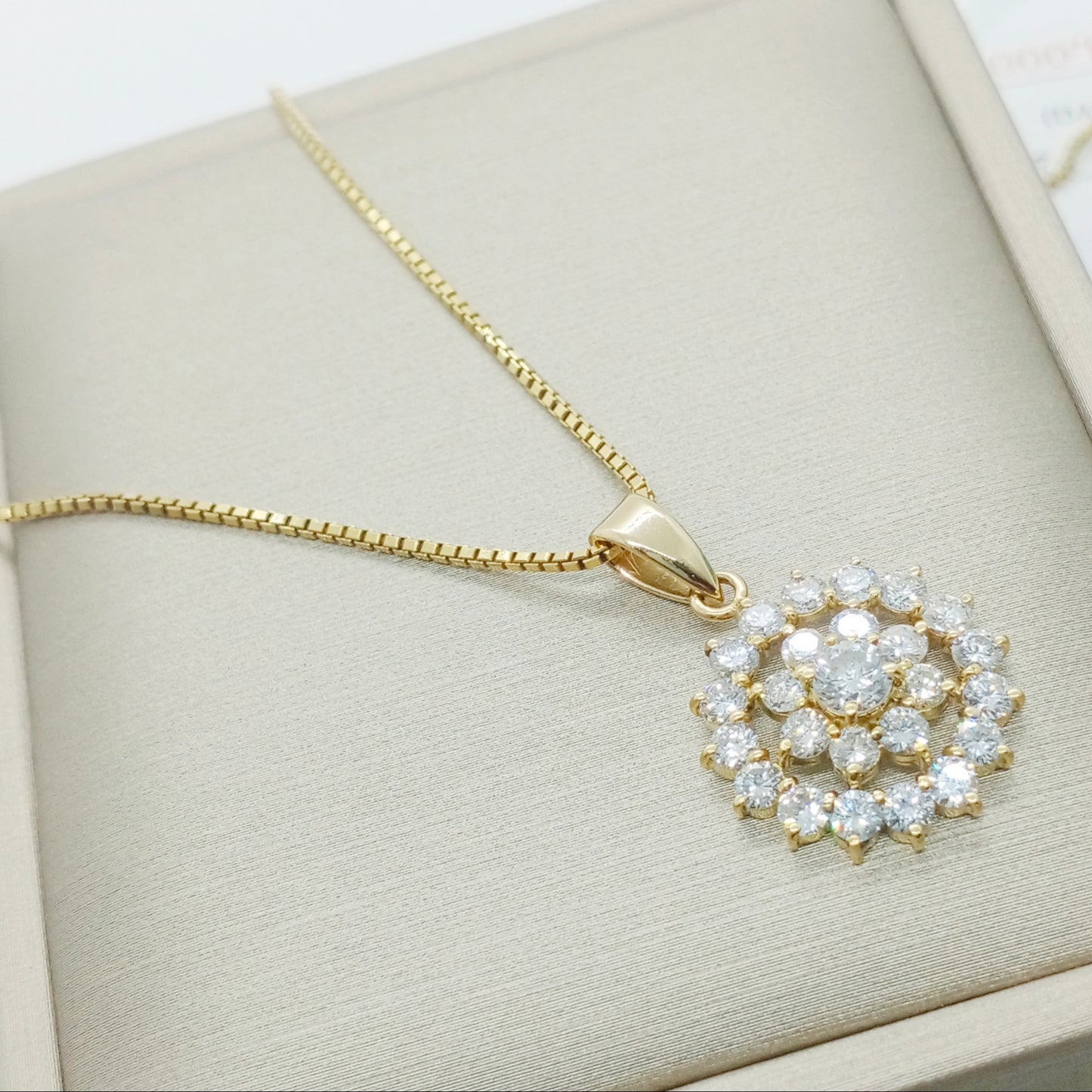 Diamond Circle Flower Necklace