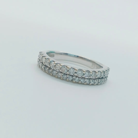 Diamond Half Eternity Ring Two Rows of Diamonds Size 51