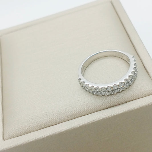 Diamond Half Eternity Ring Two Rows of Diamonds Size 51