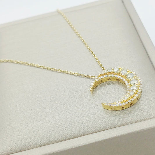 Diamond Crescent Moon Necklace