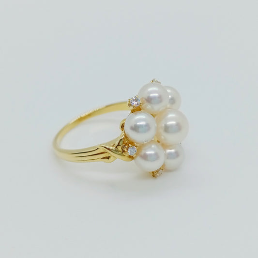 Mikimoto Akoya Pearl Diamond Ring Size 53