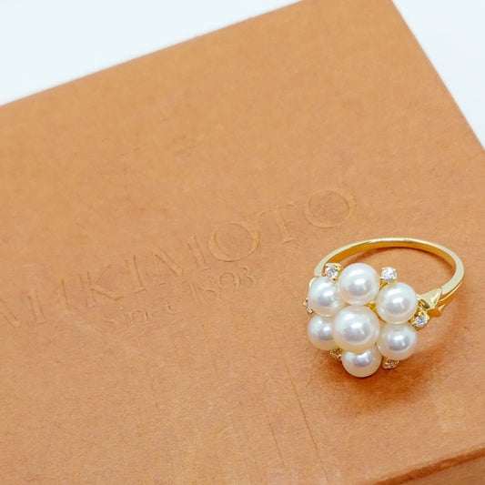 Mikimoto Akoya Pearl Diamond Ring Size 53