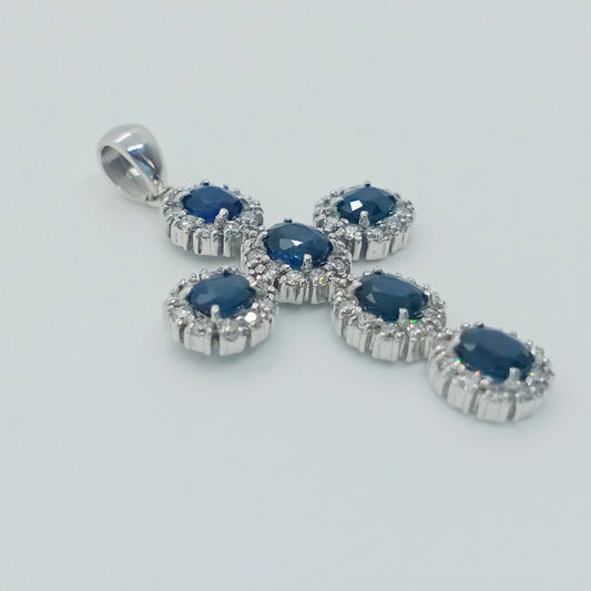 Sapphire Diamond Cross Pendant