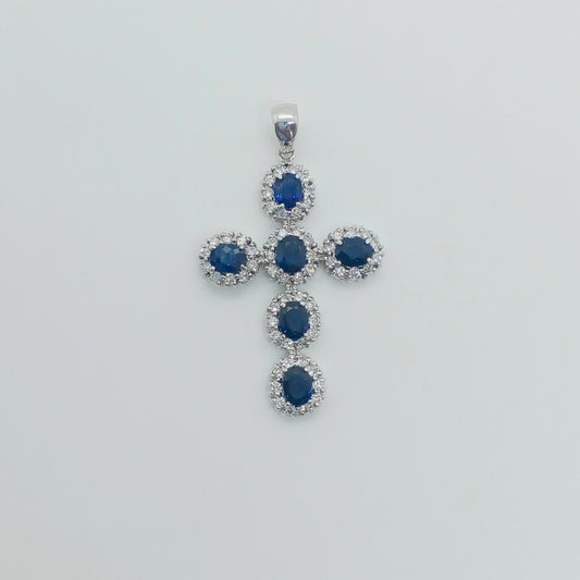 Sapphire Diamond Cross Pendant