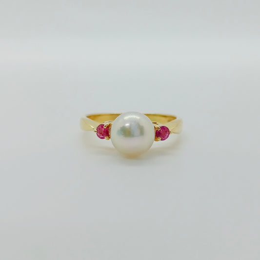 Akoya Pearl Ruby Ring Size 50