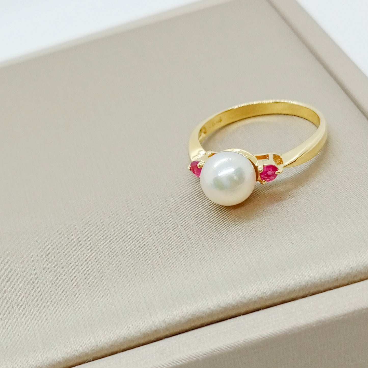 Akoya Pearl Ruby Ring Size 50