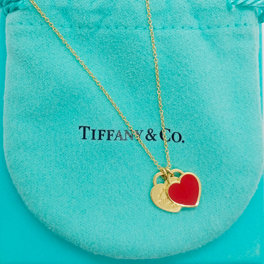 Tiffany & Co. Double Heart Red Necklace