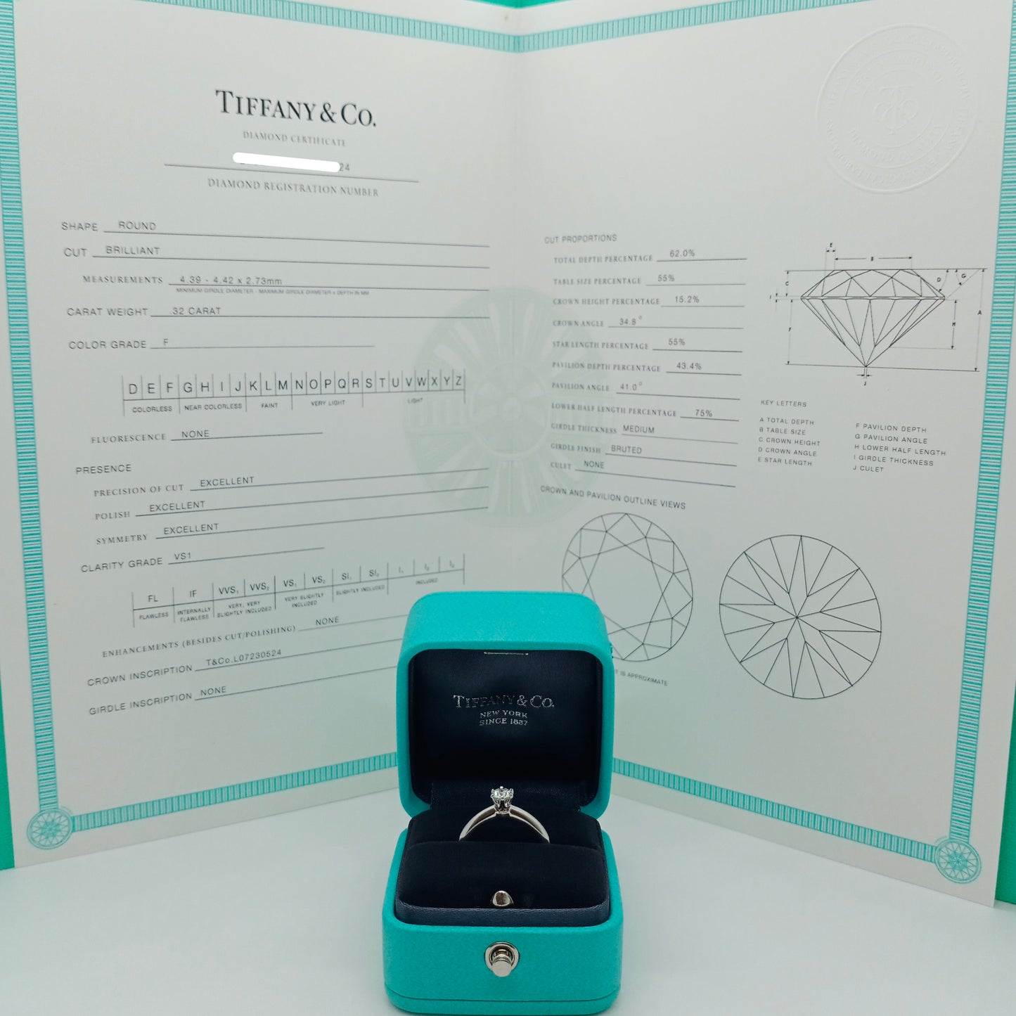 Tiffany & Co. Diamond Ring 0.32ct Size 49