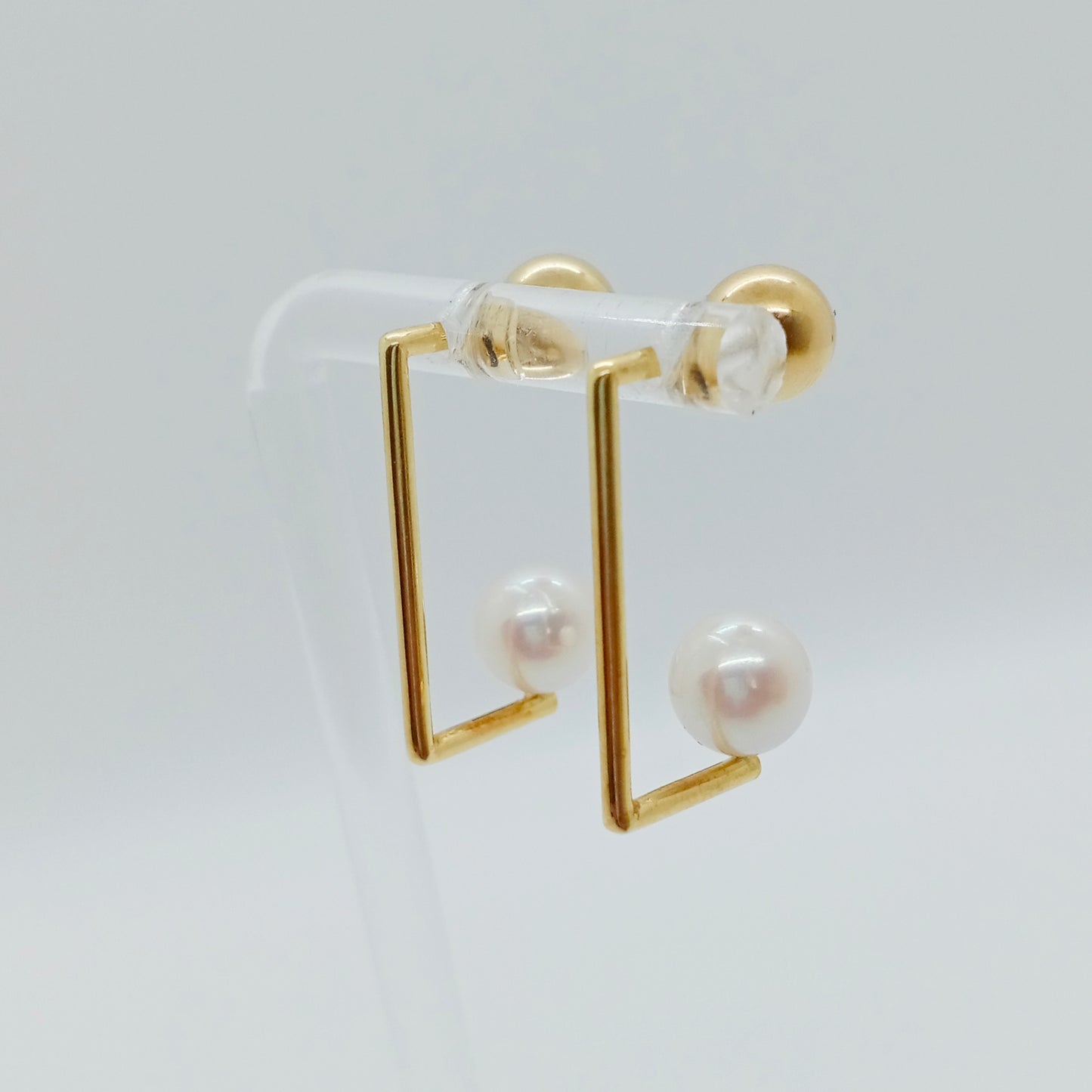 Double Bar Pearl Earring 7mm