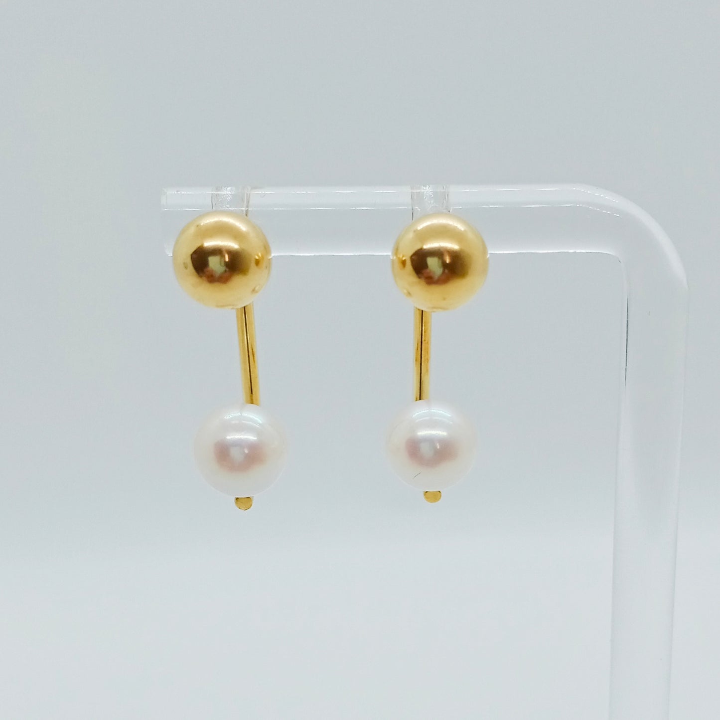 Double Bar Pearl Earring 7mm