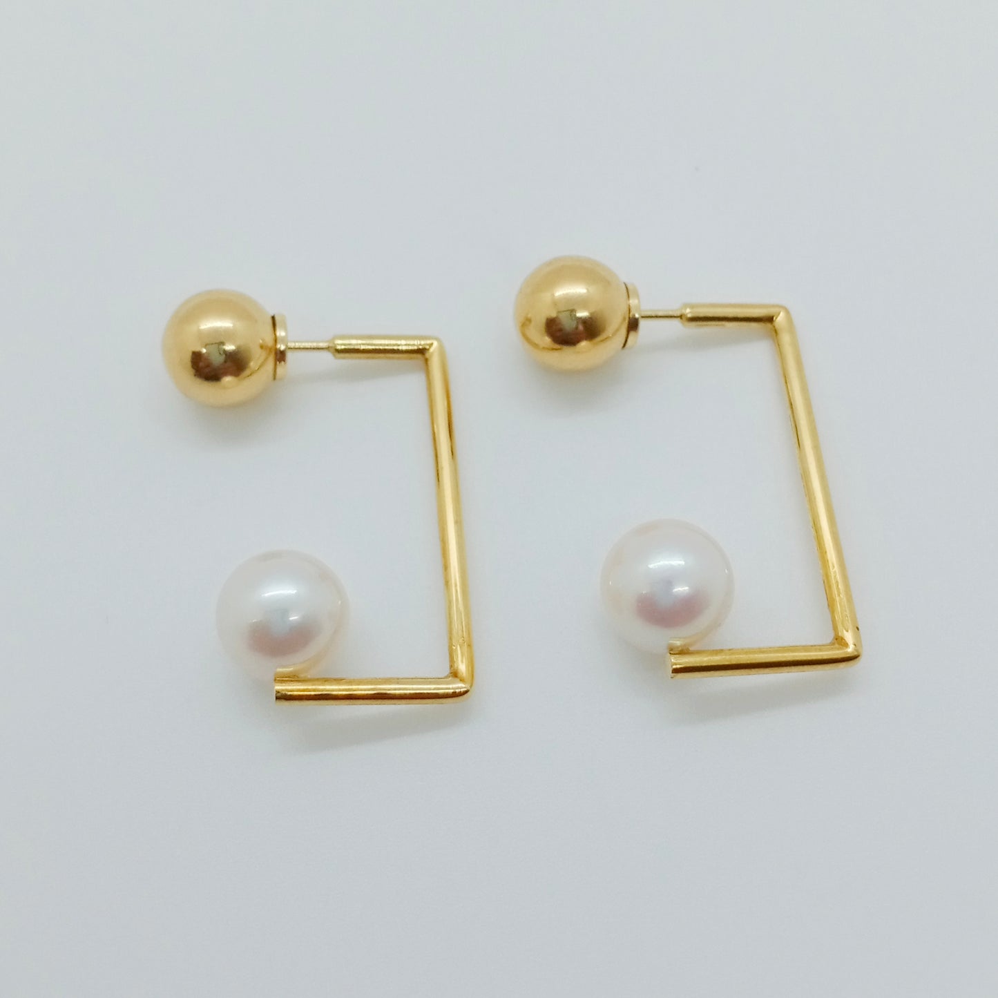 Double Bar Pearl Earring 7mm