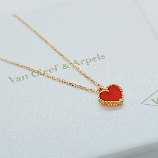 VCA Sweet Alhambra Carnelian Heart Necklace