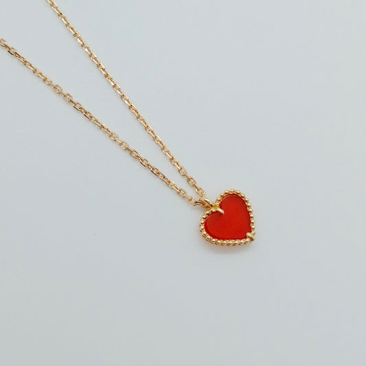 VCA Sweet Alhambra Carnelian Heart Necklace