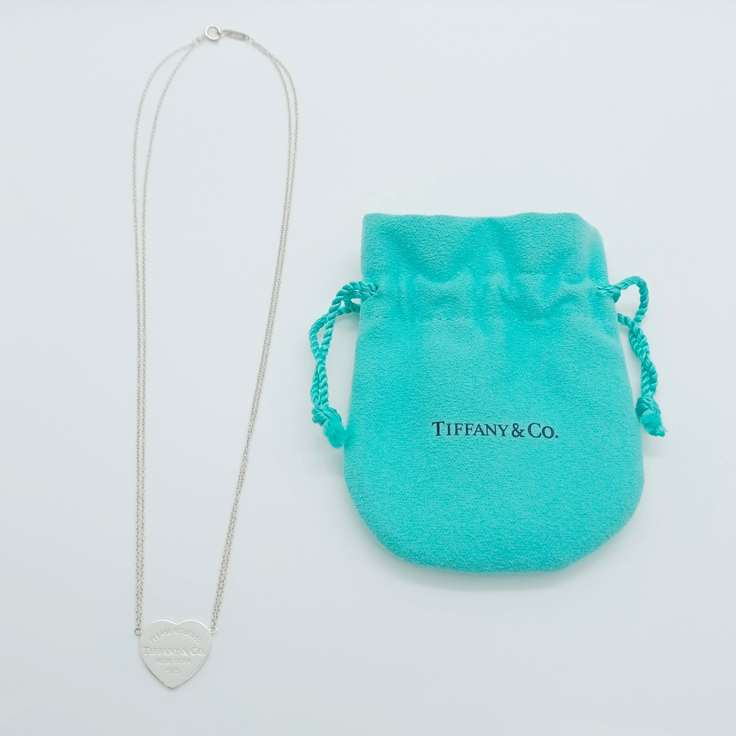 Tiffany & Co. Doule Chain Heart Tag Necklace