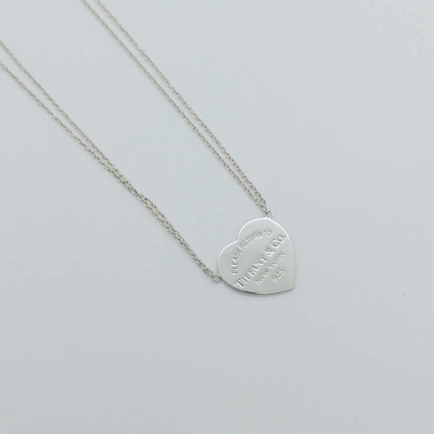 Tiffany & Co. Doule Chain Heart Tag Necklace