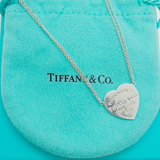 Tiffany & Co. Doule Chain Heart Tag Necklace