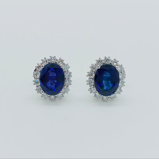 No Brand Diamond Sapphire Earring