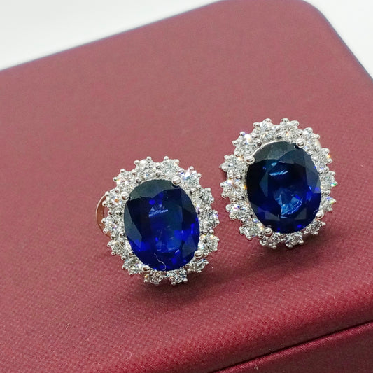 No Brand Diamond Sapphire Earring