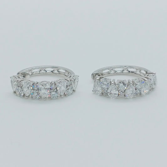 Pear Shape Diamond Hoop Earring Round Diamond 16 - 1.144ct / Pear Shape Diamond 10 - 2.02ct
