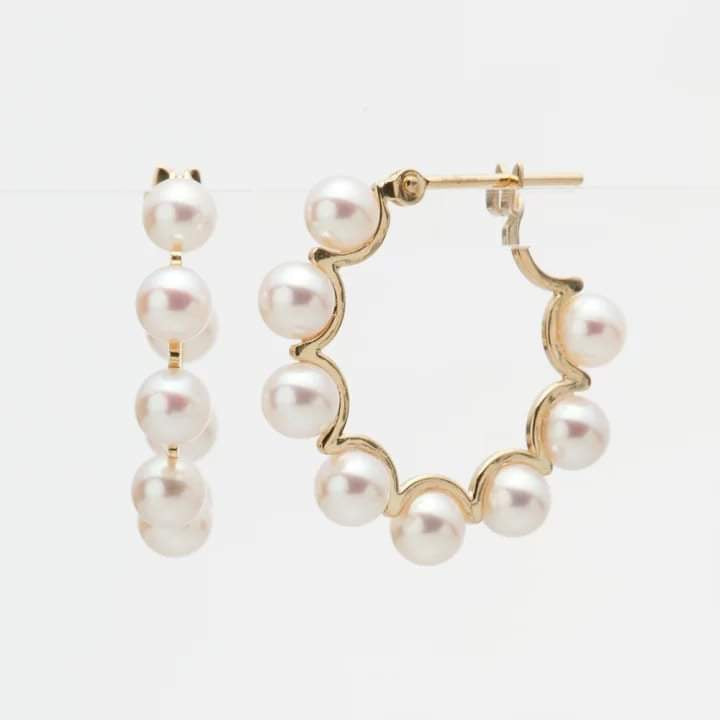 Blooming Akoya Pearl Hoop Earring