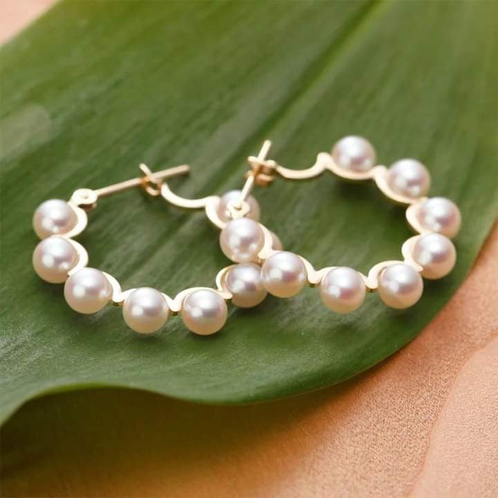 Blooming Akoya Pearl Hoop Earring