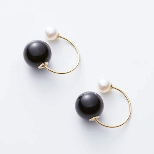 Gemini Akoya Onyx Earring