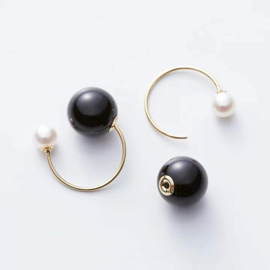 Gemini Akoya Onyx Earring