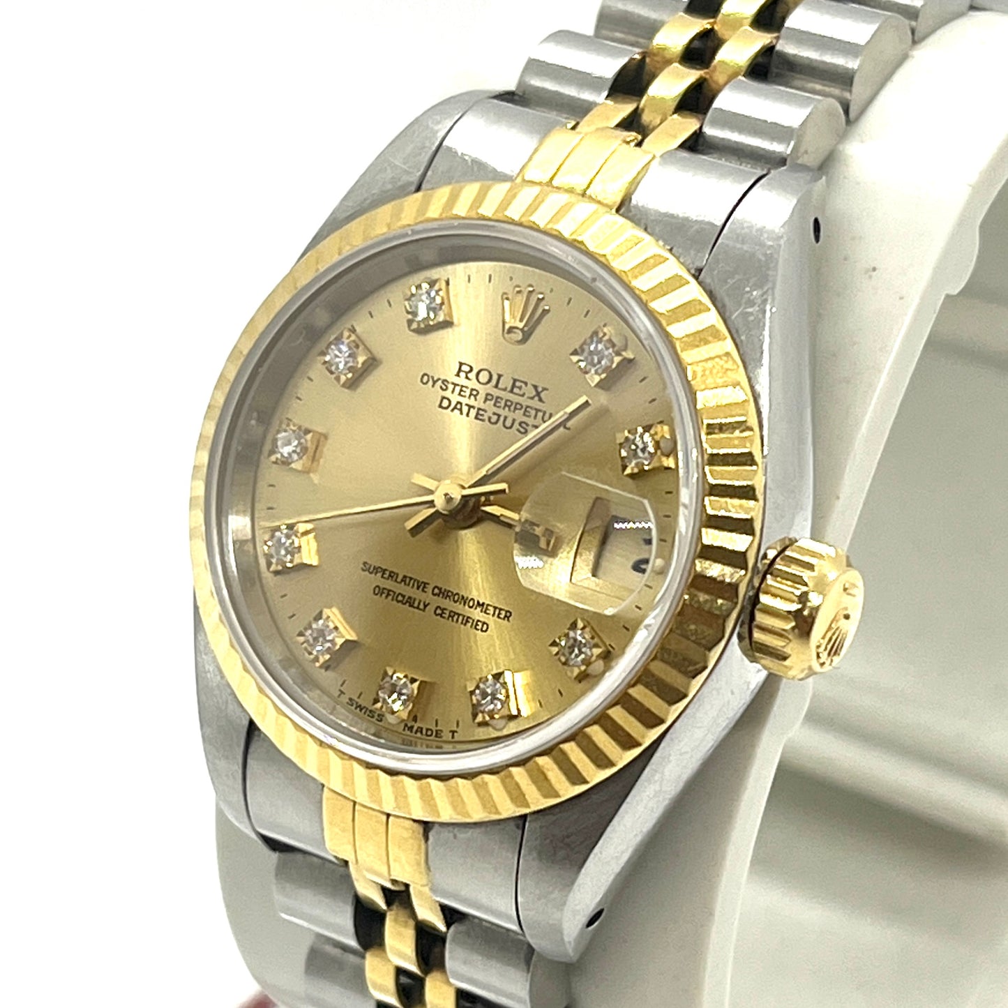 Datejust Yellow Gold/Steel Ladies Diamond Champagne Dial