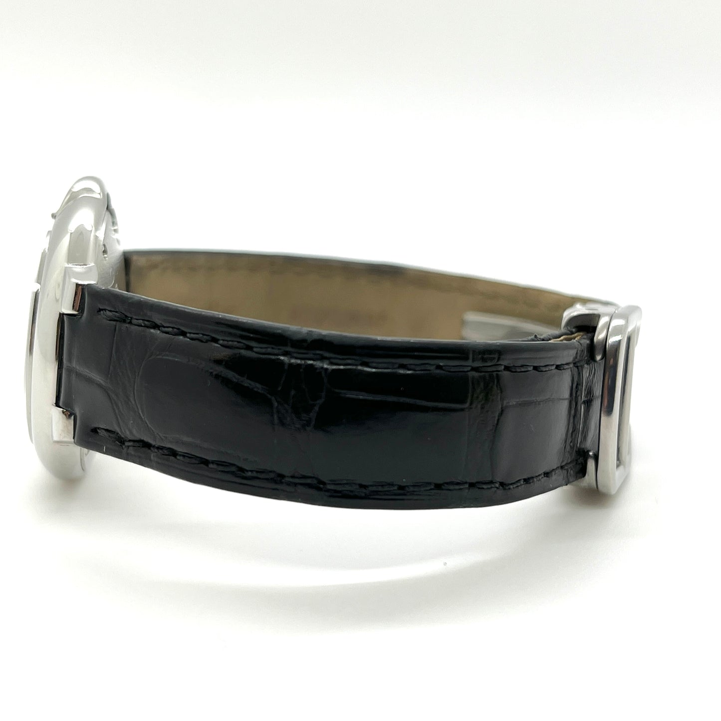 Cartier Ballon Bleu Diamonds Dial Black Leather Belt 3009