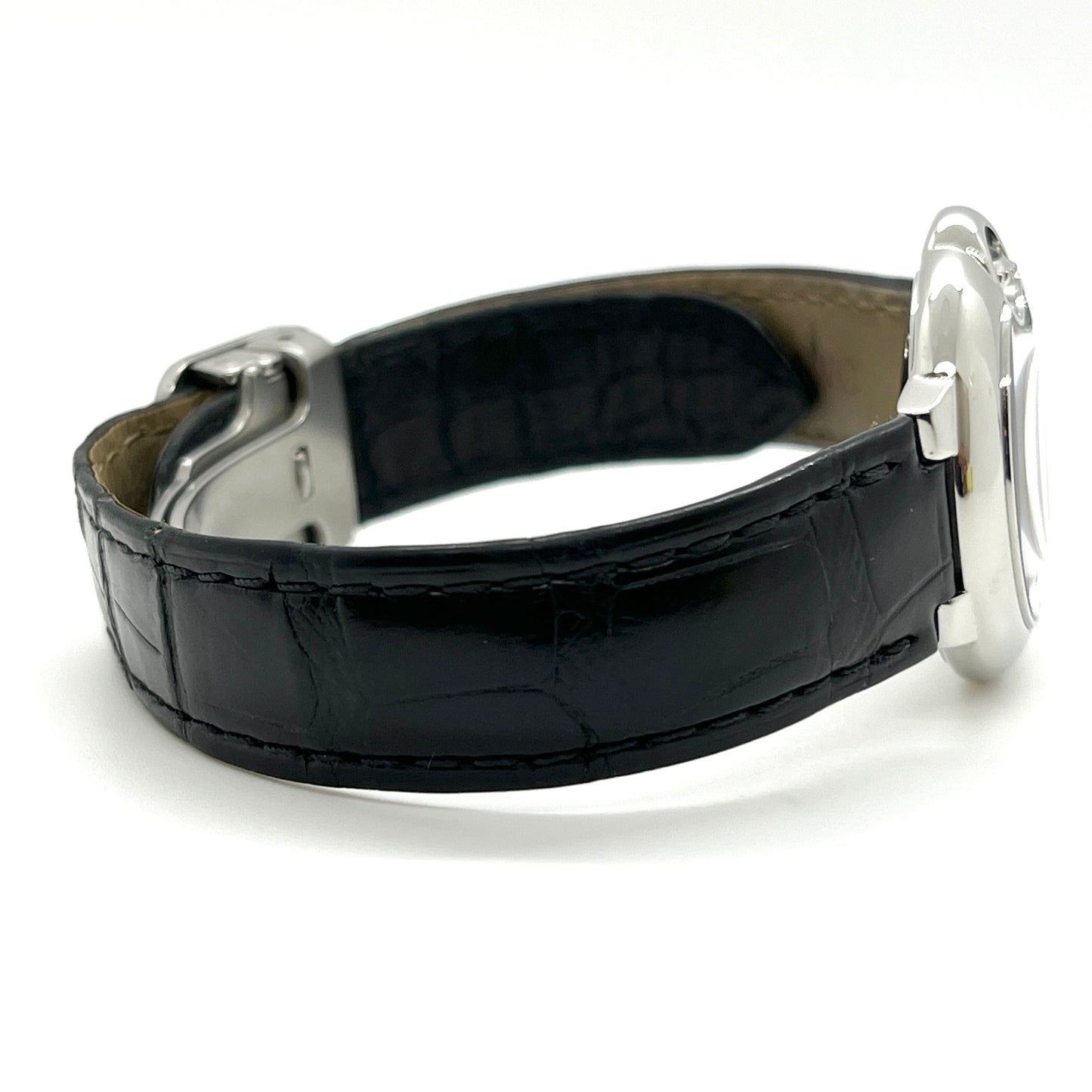 Cartier Ballon Bleu Diamonds Dial Black Leather Belt 3009