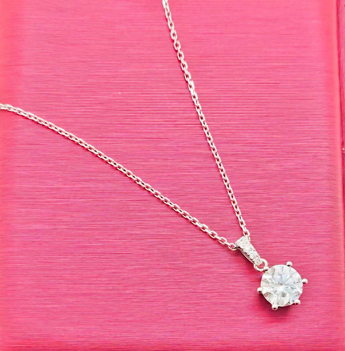 LAB Prong Solitaire With Pave Bail Necklace