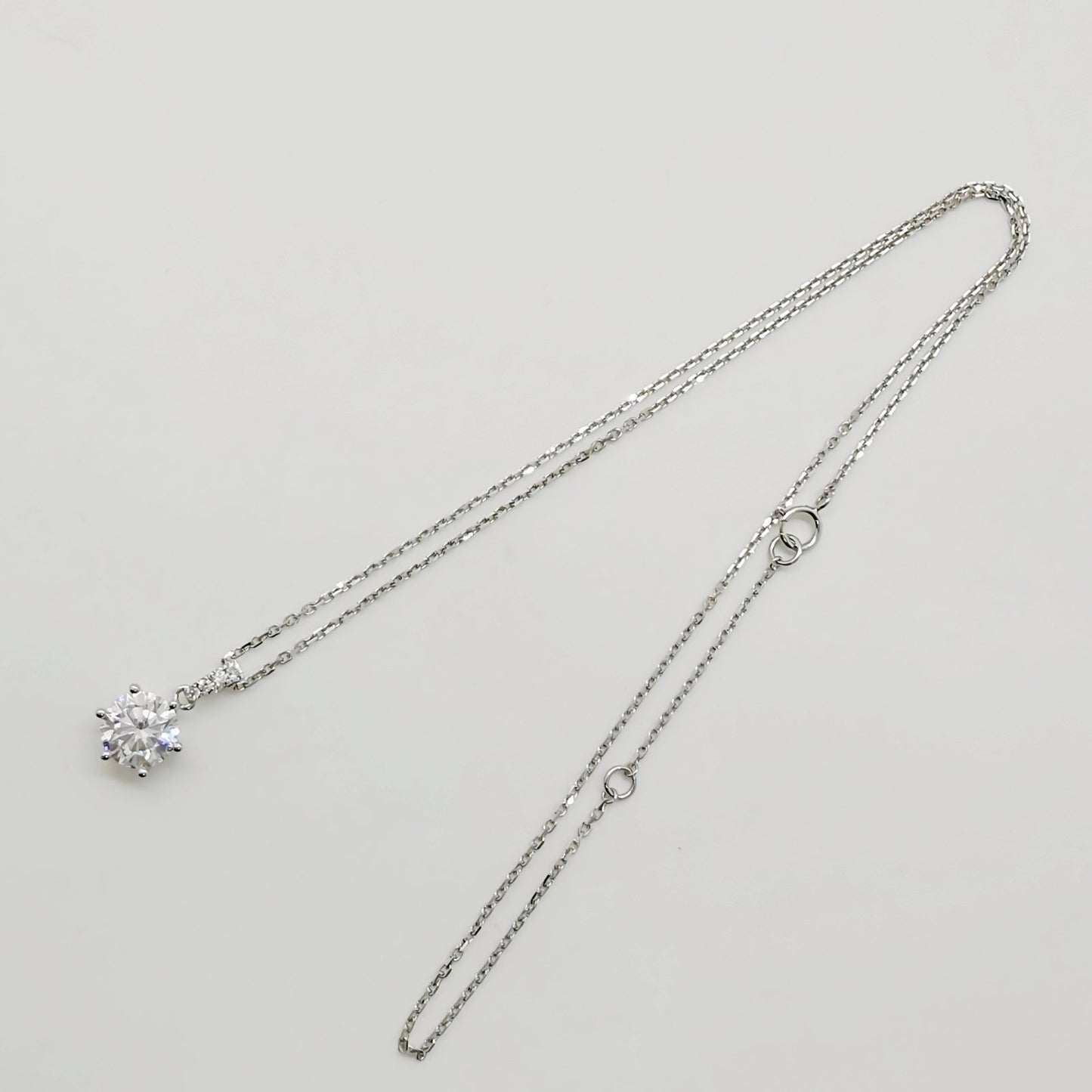LAB Prong Solitaire With Pave Bail Necklace
