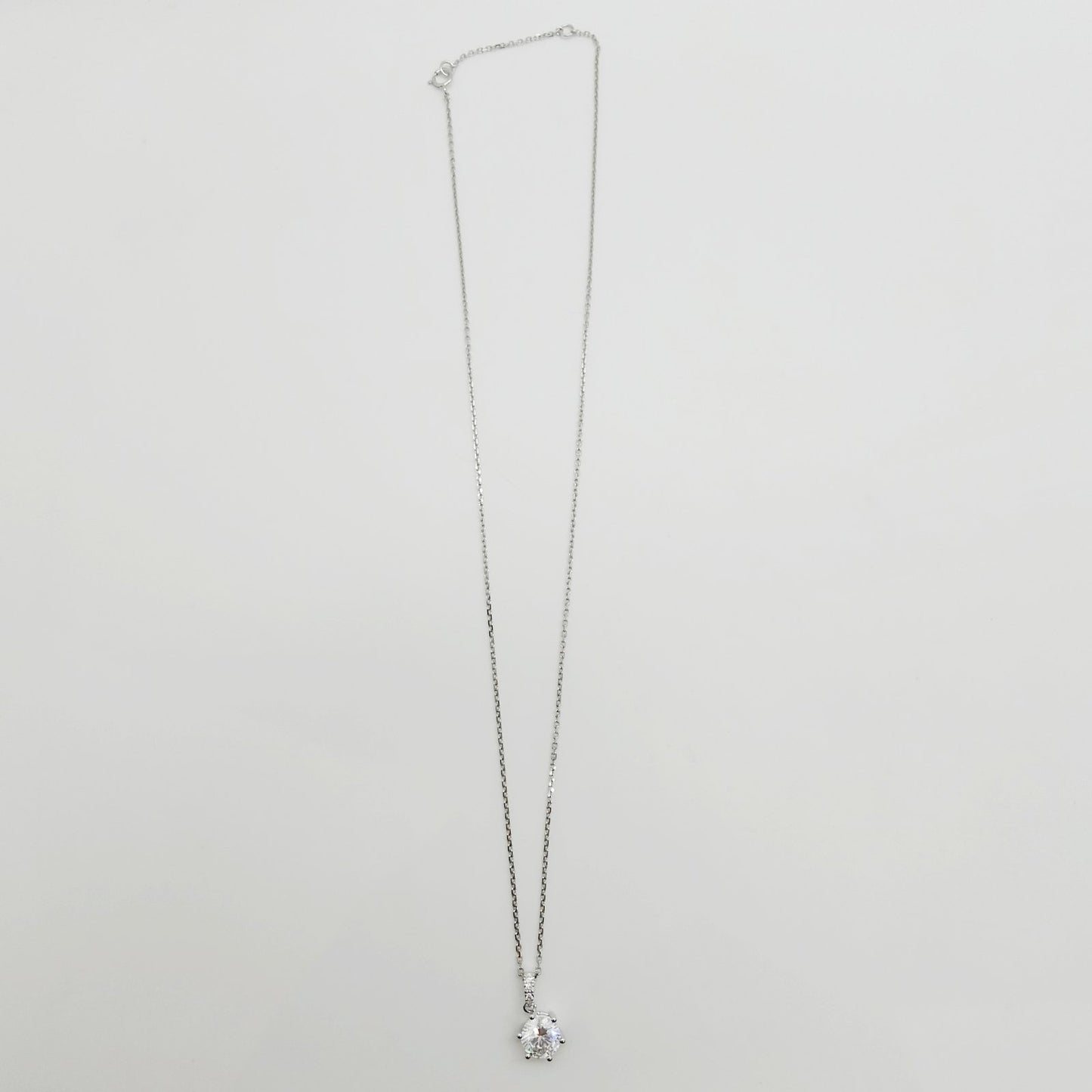 LAB Prong Solitaire With Pave Bail Necklace