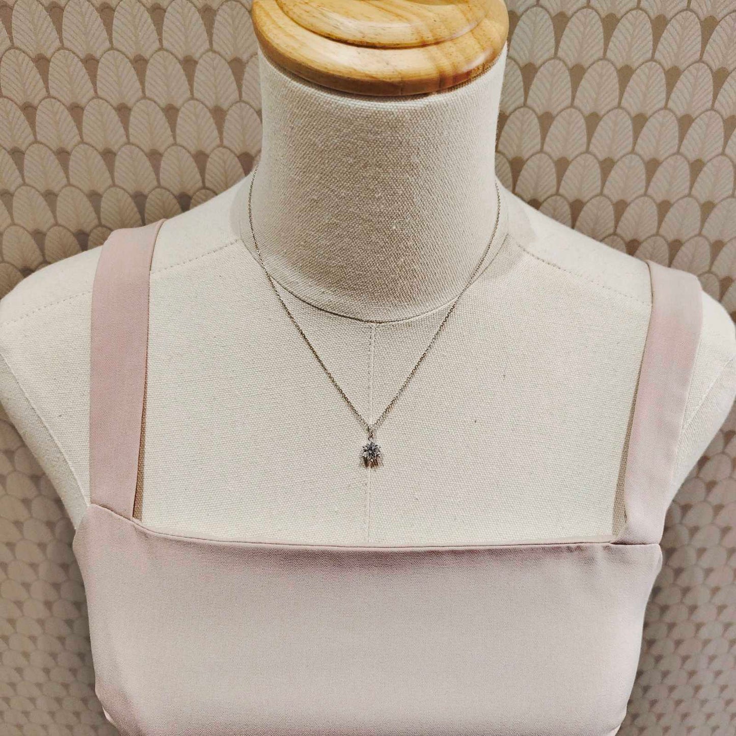 LAB Prong Solitaire With Pave Bail Necklace