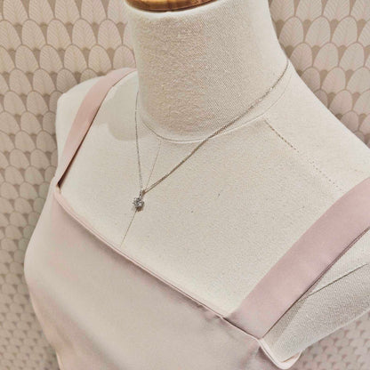 LAB Prong Solitaire With Pave Bail Necklace