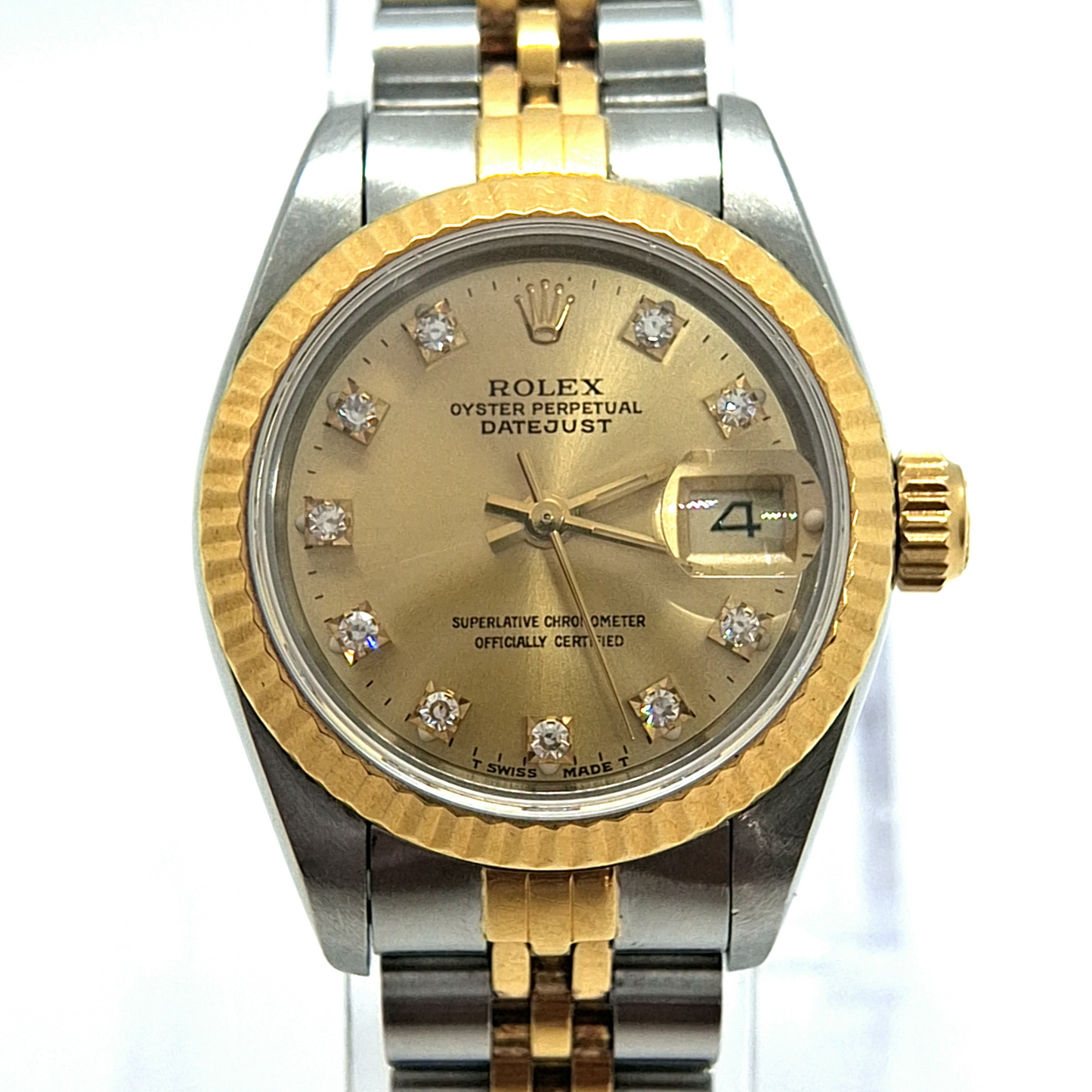 Datejust Yellow Gold/Steel Ladies Diamond Champagne Dial