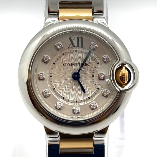 Cartier Ballon Bleu Two Tone Rose Gold/Steel Diamonds Dial