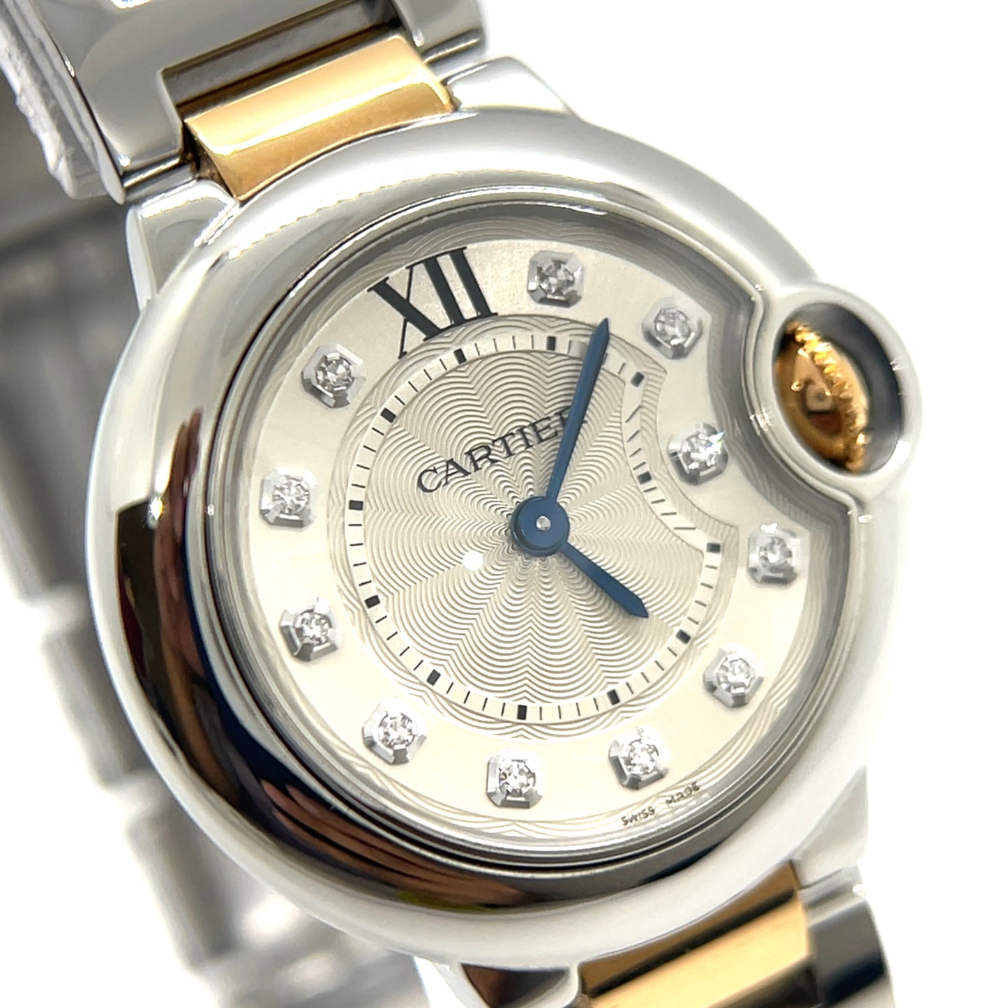 Cartier Ballon Bleu Two Tone Rose Gold/Steel Diamonds Dial