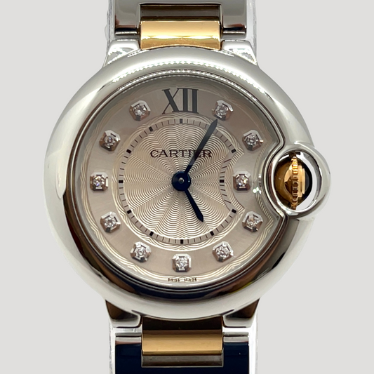 Cartier Ballon Bleu Two Tone Rose Gold/Steel Diamonds Dial