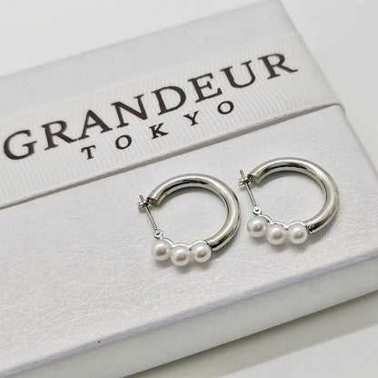 3P Akoya Hoop Earring