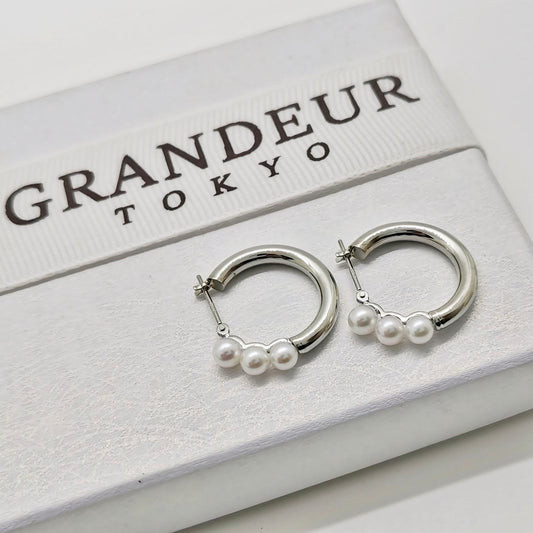 3P Akoya Hoop Earring