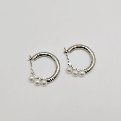 3P Akoya Hoop Earring