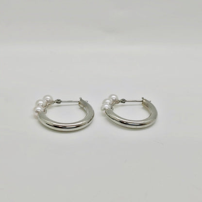 3P Akoya Hoop Earring