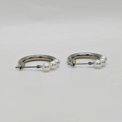 3P Akoya Hoop Earring